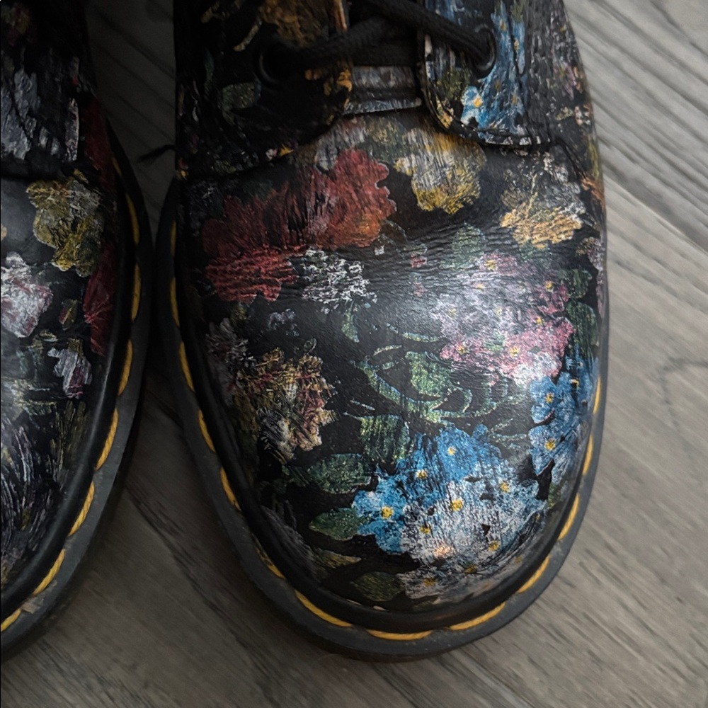 Dr. Martens Black Floral Combat Boots - Picture 5 of 12
